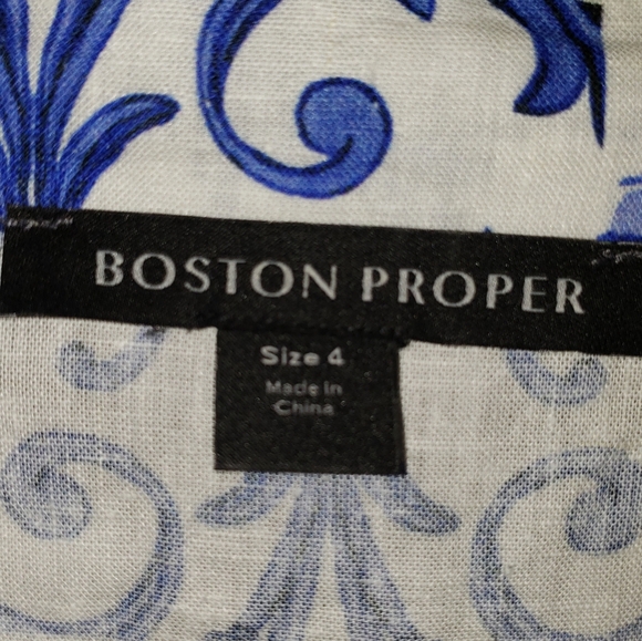 Boston Proper Positano Tile Print Tiered Linen Dress - Picture 4 of 7